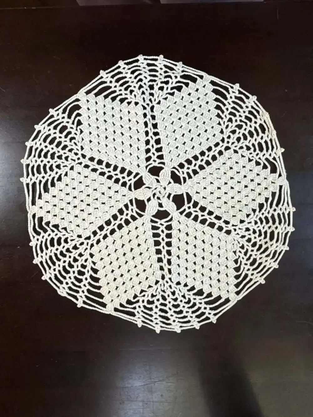 Vintage Handmade Crochet Cream Cotton Star Motif Round Doily 13-inch